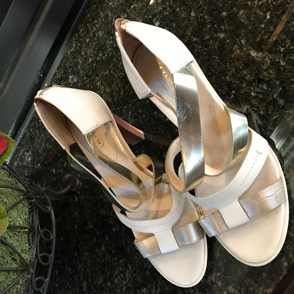 Coach beige and gold high heels